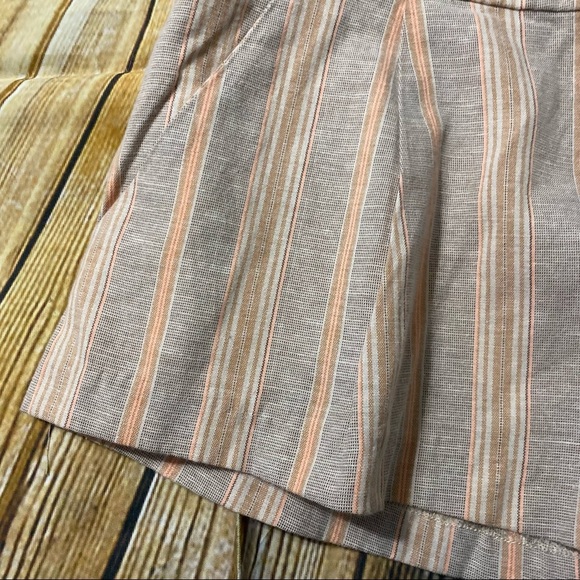 Free People Orange Striped Linen Blend Austin Shorts Pockets - Picture 3 of 7